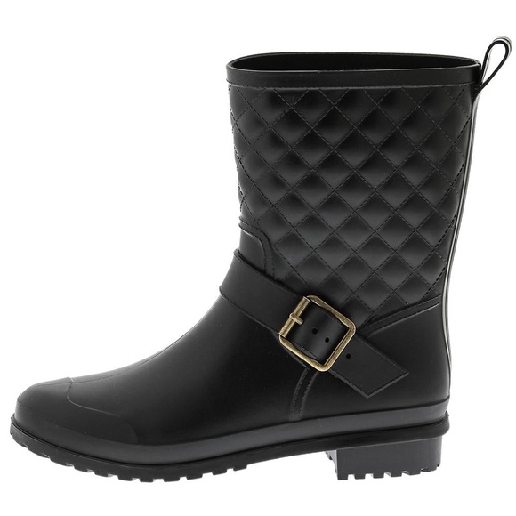 NWT CAPELLI NEW YORK QUILTED MID-CALF BLACK Rain Boot Size 10 - Picture 1 of 16